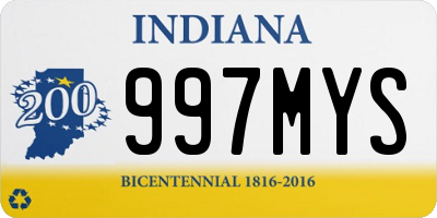 IN license plate 997MYS