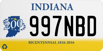 IN license plate 997NBD