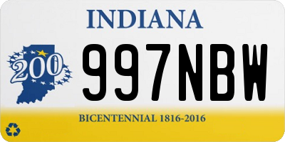 IN license plate 997NBW