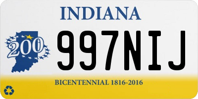 IN license plate 997NIJ