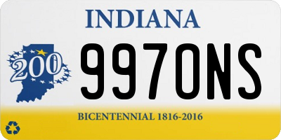 IN license plate 997ONS