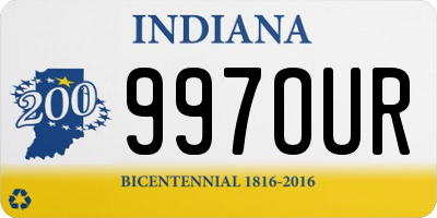 IN license plate 997OUR