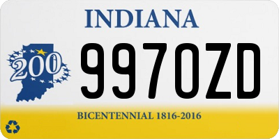 IN license plate 997OZD