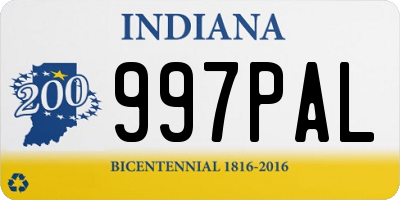 IN license plate 997PAL