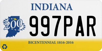 IN license plate 997PAR