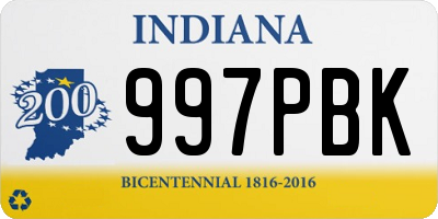 IN license plate 997PBK