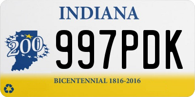 IN license plate 997PDK