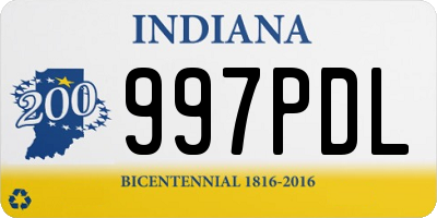 IN license plate 997PDL