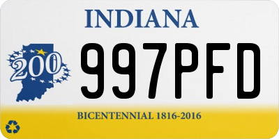 IN license plate 997PFD