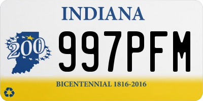 IN license plate 997PFM