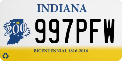 IN license plate 997PFW
