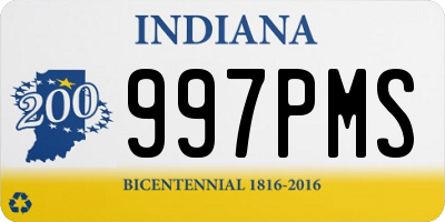 IN license plate 997PMS