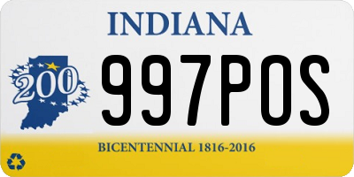 IN license plate 997POS