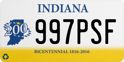 IN license plate 997PSF