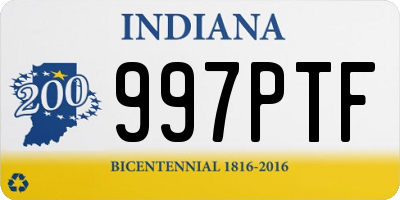 IN license plate 997PTF