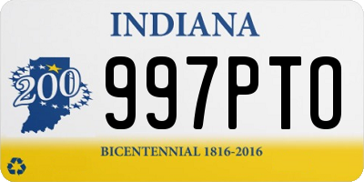 IN license plate 997PTO