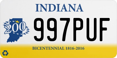 IN license plate 997PUF