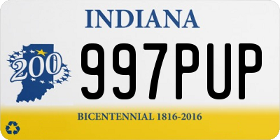 IN license plate 997PUP