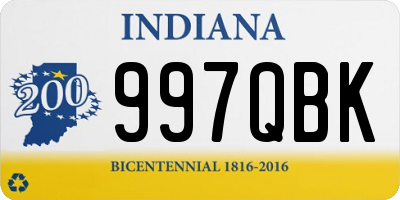 IN license plate 997QBK