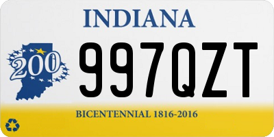 IN license plate 997QZT