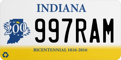 IN license plate 997RAM