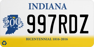 IN license plate 997RDZ