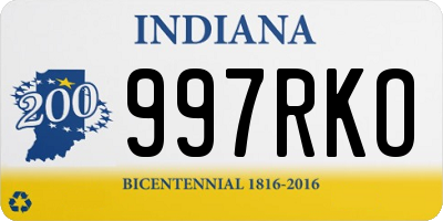 IN license plate 997RKO