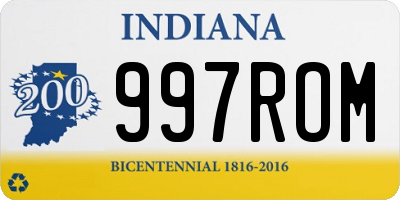 IN license plate 997ROM