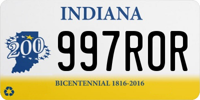 IN license plate 997ROR