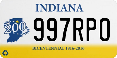 IN license plate 997RPO