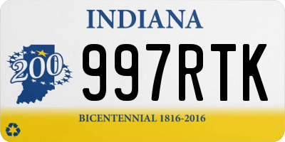 IN license plate 997RTK