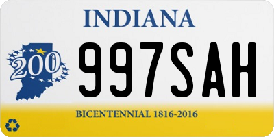 IN license plate 997SAH