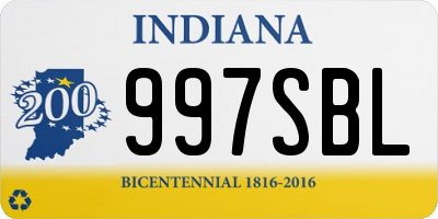 IN license plate 997SBL