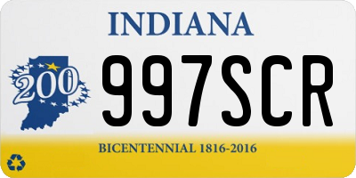 IN license plate 997SCR