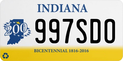 IN license plate 997SDO