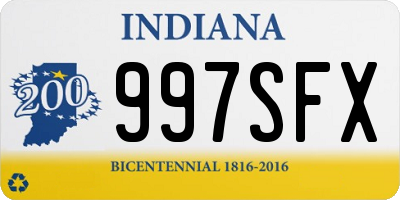 IN license plate 997SFX