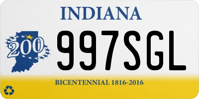 IN license plate 997SGL