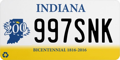 IN license plate 997SNK