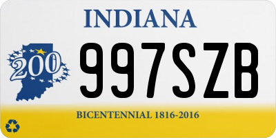 IN license plate 997SZB