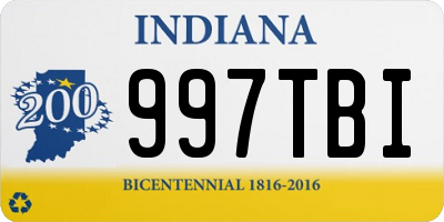 IN license plate 997TBI