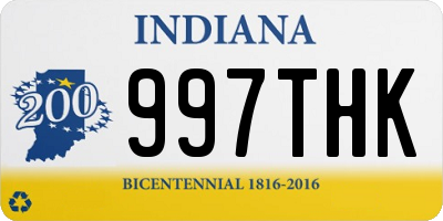 IN license plate 997THK