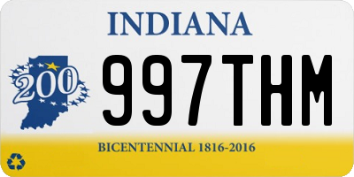 IN license plate 997THM