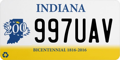 IN license plate 997UAV