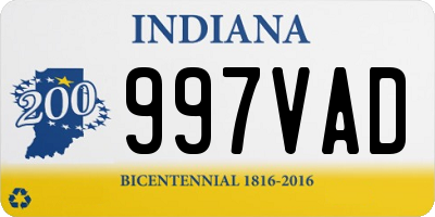 IN license plate 997VAD