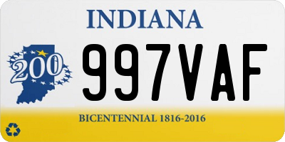 IN license plate 997VAF