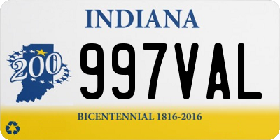 IN license plate 997VAL