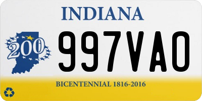 IN license plate 997VAO