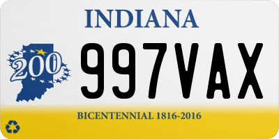 IN license plate 997VAX