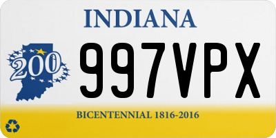 IN license plate 997VPX