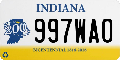 IN license plate 997WAO